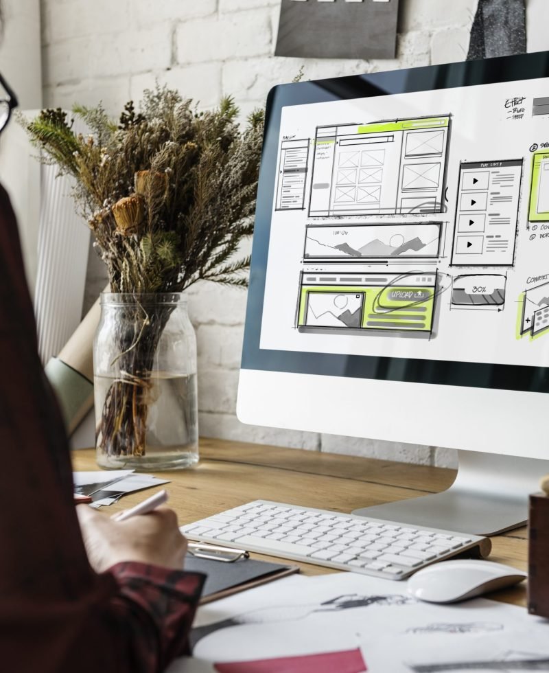 Website development layout sketch drawing